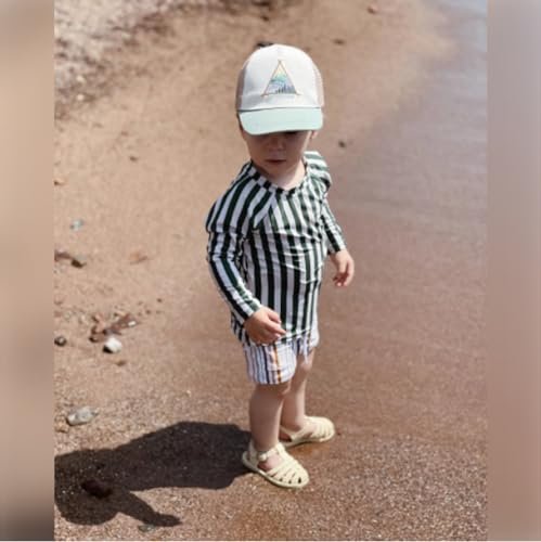 Toddler Boys Two Piece Swimsuit Rash Guard Set Long Sleeve Swim Shirt Swim Trunks& Shorts Bathing Suit