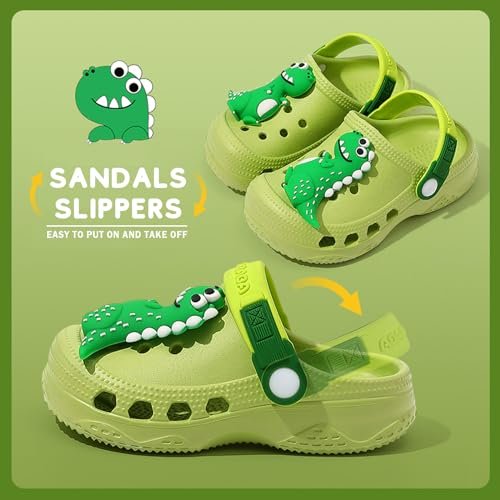 Toddler Clogs Boys Girls Kids Dinosaur Garden Shoes Slip on Sandals Slides Water Summer Shoes for Outdoor Beach Pool