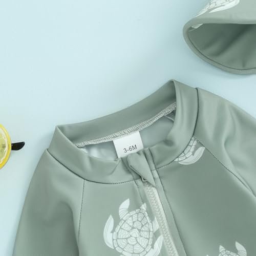 Toddler Infant Baby Boys Swimsuit Kids Rash Guard One Piece Newborn Zipper Bathing Suit Swimwear with Hat