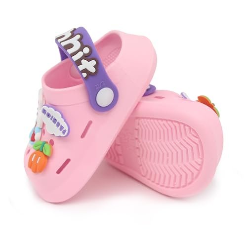 Toddler Shoes Clogs Slide Sandals for 0-8yrs Kids Unisex for Girls and Boys Garden Shoes Cartoon Slides Slip-Resistance Sandals Beach Pool Slippers