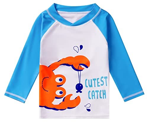 Toddlers and Baby Boys' 3-Piece Swimsuit Trunk Rashguard Set and Sun Hat Swimwear Bathing Suit Sunsuit Swim Shirt UPF 50+