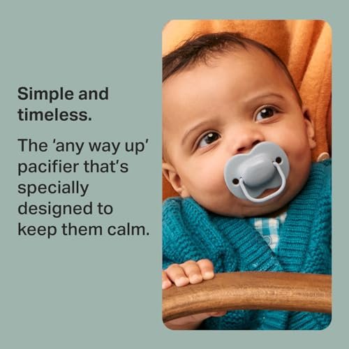 Tommee Tippee Anytime Matte Pacifier, 18-36 Months, Symmetrical Baglet, BPA-Free Binkies, Blue/Green/Grey, Pack of 6