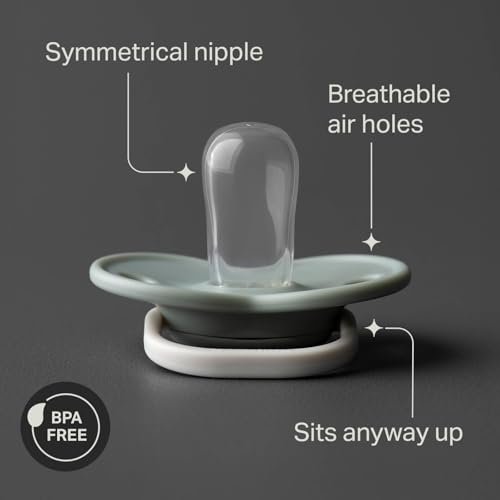 Tommee Tippee Anytime Matte Pacifier, 18-36 Months, Symmetrical Baglet, BPA-Free Binkies, Blue/Green/Grey, Pack of 6