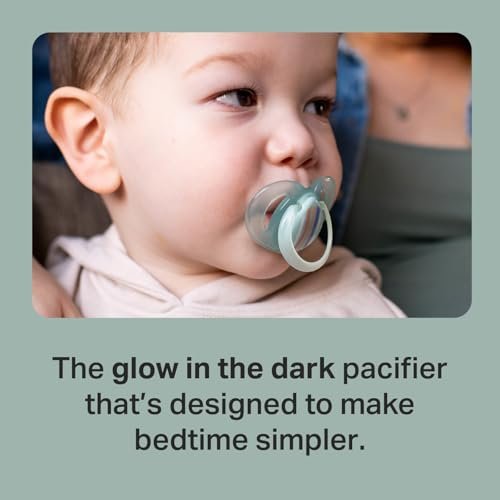 Tommee Tippee Night Time Pacifier, 6-18 Months, Symmetrical Silicone Baglet, BPA-Free Binkies, Glow in The Dark Technology, Pink Rainbow, Pack of 6
