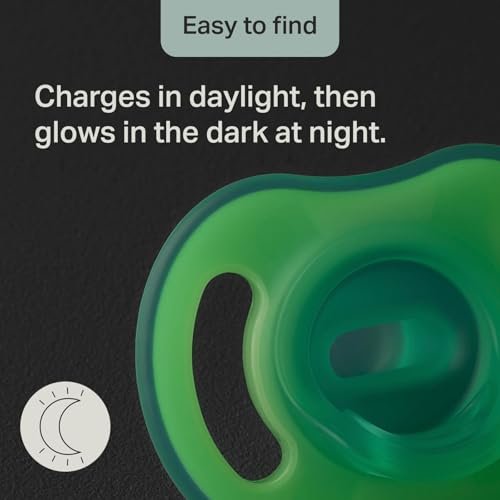 Tommee Tippee Stay Put Pacifier Set, Contains 2 Ultra-Light StayPut Glow in the Dark Pacifiers and 2 Ultra-Light StayPut Pacifiers, 0-6 Months, Colors May Vary, One-Piece Silicone Design, Pack of 4