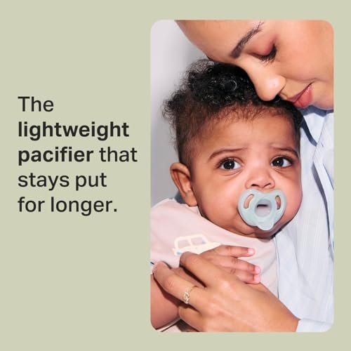 Tommee Tippee Ultra-Light Silicone Pacifier, 6-18 Months, Symmetrical One-Piece Design, BPA-Free Silicone Binkies, Blue/Green/Yellow, Pack of 4