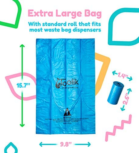 Toolik Diaper Bag Dispenser Refills Disposable Unscented Waste Bags (8 Rolls - 120 bags)