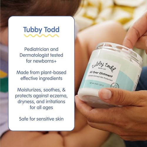 TUBBY TODD All Over Ointment - Baby Eczema Cream - Everyday Multi-Purpose Baby Skin Relief Cream - Sensitive Skin, Dry Skin, Rash, & Irritation - Steroid & Gluten Free - Fragrance-Free, 2 Pack, 8oz