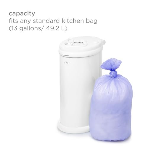 Ubbi Diaper Pail Plastic Bags, Disposable Baby Waste Bags, 3 Pack, 75 Count, 13-Gallon Bags