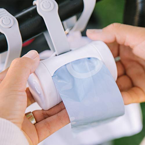 Ubbi Retractable On the Go Bag Dispenser for Baby Travel, Diaper Accessory Must Have for Newborn, Helpful Item, Baby Gift, Lavender Scented, White
