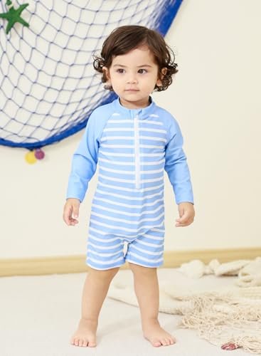 uideazone Baby Toddler Boys Zipper Rash Guard Swimsuit UPF 50+ One Piece Beach Swimwear Bathing Suits 3-36 Months