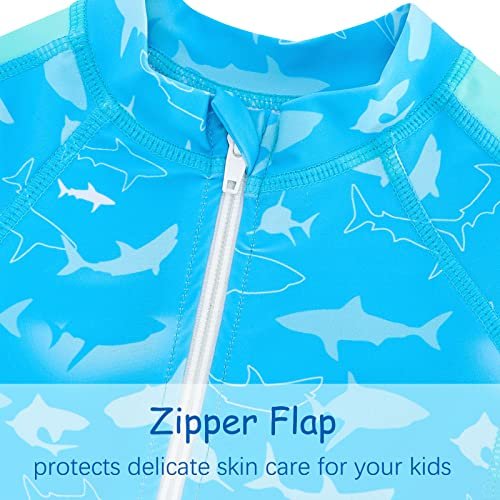 UNIFACO Baby Boy Swimsuit UPF 50+ Sun Protection One Piece Zip Bathing Suit with Sun Hat Infant Sunsuit Swimwear