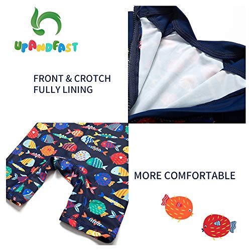 upandfast Baby/Toddler Swimsuit UPF 50+ Sun Protection One Piece Zipper Bathing Suit with Sun Hat Infant Beach Swimwear