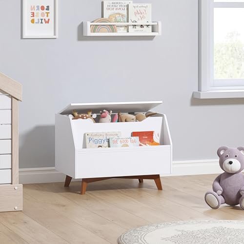 UTEX Kids Toy Box, Wooden Toy Chest, Kids Storage Organizer Bench with Front Book Storage Area for Boys and Girls, Children's Furniture, White