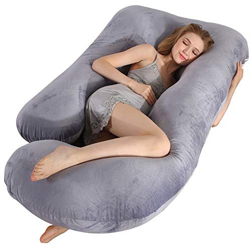 Victostar Pregnancy Pillow,57 inches U Shaped Maternity Pillow with Removable Cover Full Body Pillow Support for Back, HIPS, Legs, Belly (Dark Gray)