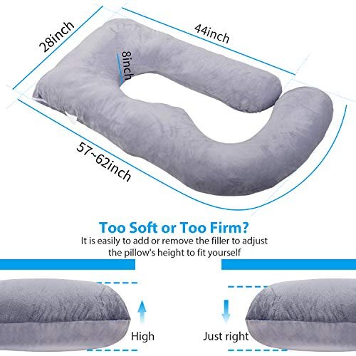 Victostar Pregnancy Pillow,57 inches U Shaped Maternity Pillow with Removable Cover Full Body Pillow Support for Back, HIPS, Legs, Belly (Dark Gray)