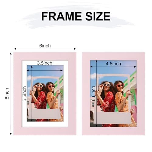 Vittanly 5x7 Picture Frame, Engineered Wood with Shatter Resistant Plexiglass, Display Pictures 4x6 with Mat or 5x7 without Mat, Photo Frame for Wall or Table Top Display, Pink, 1 Pack