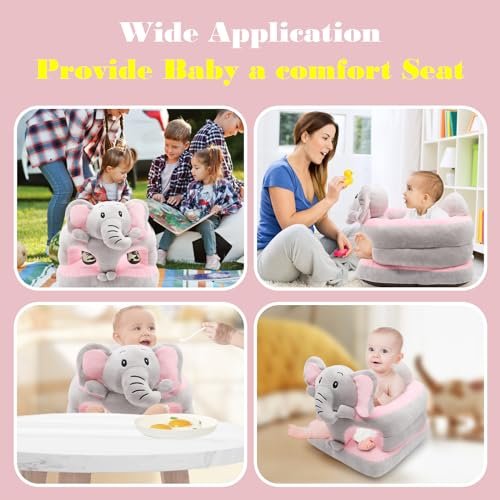 vocheer Sit Me Up Floor Seat for Baby Chair for Sitting Up Support Seat Sofa Plush Animal Shaped Baby Learning to Sit Chair for 3-24 Months Girls and Boys, PP Cotton Full Filling,Elephant