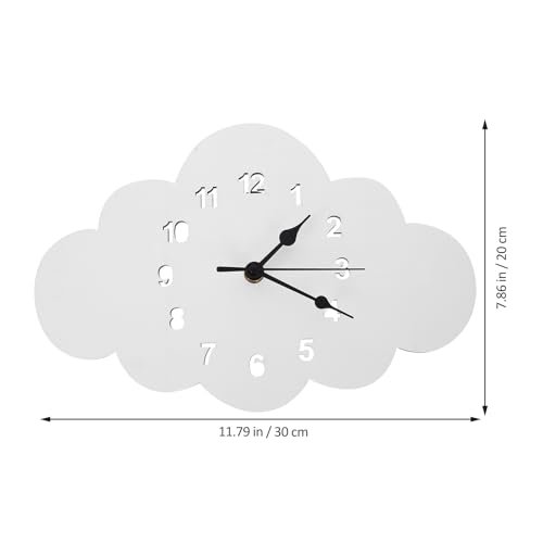VOSAREA Cloud Shaped Silent Wall Clock Wooden Wall Clock for Nursery Kids Room