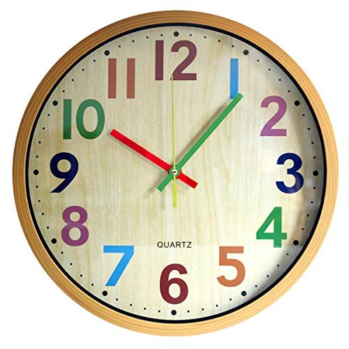 Wall Clock, 12 Inch Easy to Read Silent Non-Ticking Colorful Battery Operated Clock,for Bedroom,Living Room,Kitchen,Office,School Classroom (Yellow)