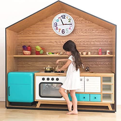 Wall Clock 9 Inch Silent Non Ticking Battery Operated Time Teaching Quartz Home Colorful Read Learn Time Perfect for Teacher's Classrooms and Kid's Bedrooms