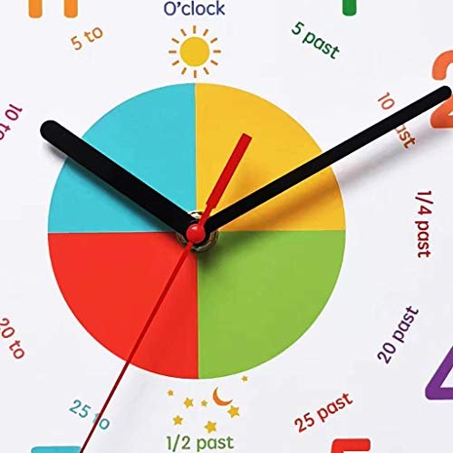 Wall Clock for Kids with Silent Non Ticking Sweep Quartz Mechanism - Easy to Read & Learn to Tell Time,Quiet Child Wall Clock Perfect for Parents and Teachers, Kids Bedroom or Classroom
