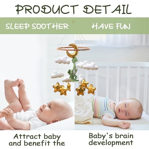 Wenqik Baby Crib Mobile for Nursery Green Leaf Dragon Mobile Crib Forest Green Forest Baby Shower Gift for Boys and Girls(Dragon)