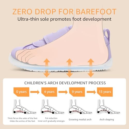Wide Toe Box Toddler Shoes Zero Drop Boys Girls Barefoot Shoe Non-Slip Little Kids Sneakers for First Walking