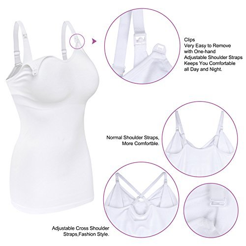 Womens Maternity Nursing Tank Cami for Breastfeeding with Adjustable Straps
