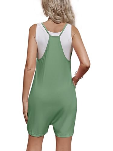 Women's Maternity Overalls Shorts Pregnancy Casual Sleeveless Jumpsuits Romper with Pocket