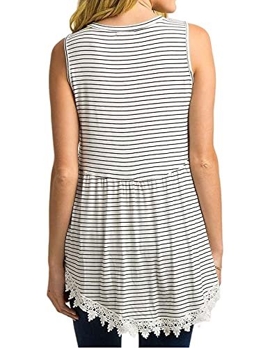 Xpenyo Womens Maternity Tank Top Sleeveless Lace Crochet Trim Peplum Cami Shirts