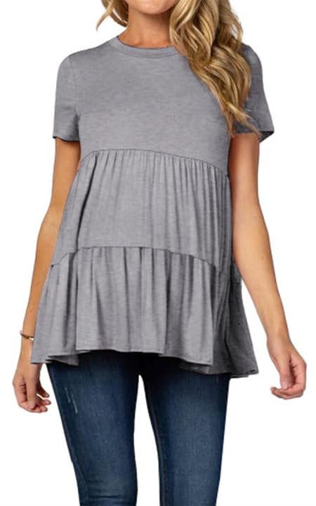 Xpenyo Womens Maternity Tops Long Sleeves Casual Pregnancy Tunic Shirts 2024 Fall Fashion Crew Neck Pregnant Dressy Blouses