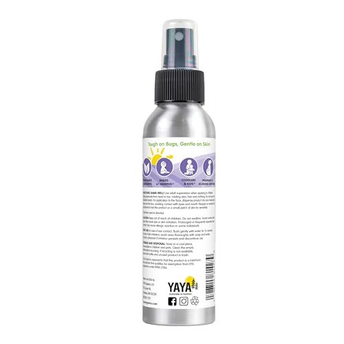 YAYA ORGANICS Baby Bug BAN – All-Natural, Proven Effective Repellent for Babies, Children and Sensitive Skin (4 Ounce Spray)
