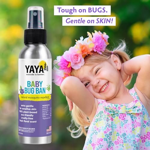 YAYA ORGANICS Baby Bug BAN – All-Natural, Proven Effective Repellent for Babies, Children and Sensitive Skin (4 Ounce Spray)