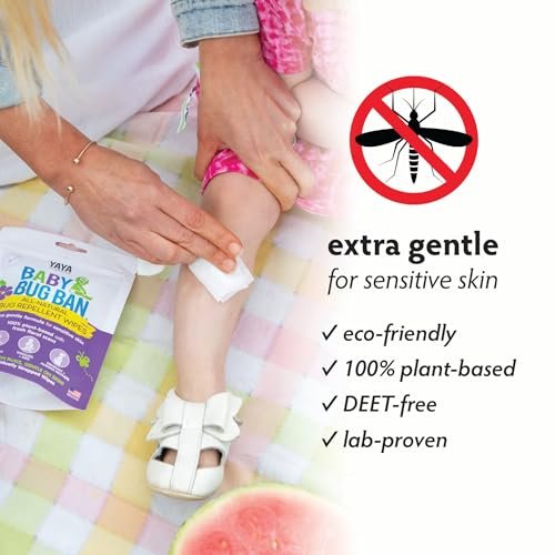 YAYA ORGANICS Baby Bug Ban Spray + Wipe Bundle - All-Natural Repellent Made with Essential Oils for Babies, Little Kids and Sensitive Skin (4 Ounce Spray + 12-Pack Wipe)
