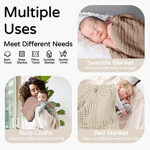 Yoofoss Hooded Baby Towels for Newborn 2 Pack 100% Muslin Organic Cotton Baby Bath Towel with Hood for Babies, Infant, Toddler and Kids, Large 32x32Inch, Soft and Absorbent Newborn Essential