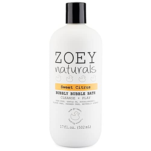 Zoey Naturals - Sweet Citrus Bubble Bath for Kids & Babies - Organic Tear-Free, Non-Toxic Toddler Soap with Moisturizing Aloe & Avocado Oil - Long Lasting Bubbles - Made in USA, 17 oz