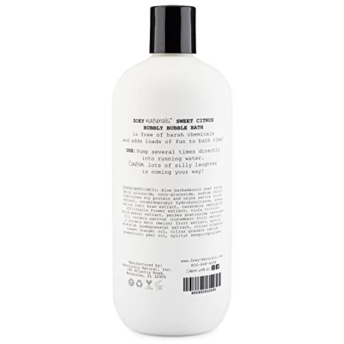 Zoey Naturals - Sweet Citrus Bubble Bath for Kids & Babies - Organic Tear-Free, Non-Toxic Toddler Soap with Moisturizing Aloe & Avocado Oil - Long Lasting Bubbles - Made in USA, 17 oz