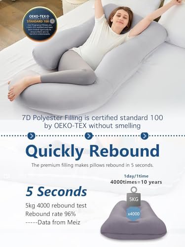 ZZZhen Pregnancy Pillow for Sleeping, G Shaped Maternity Pillow - 56 Inch with Grey Microfiber Removable Cover, Multi- Use and Support Back, HIPS, Legs, Belly for Pregnant Women Sleeping
